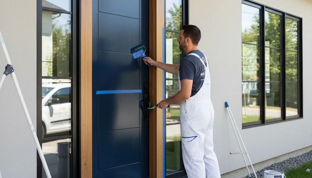 Professional door painting and refinishing service in Lancaster, PA home exterior