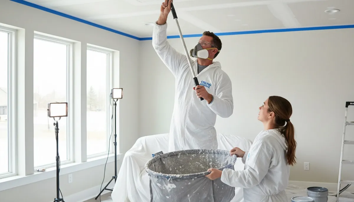 Professional popcorn ceiling removal in Lancaster, PA home by expert local painting contractors