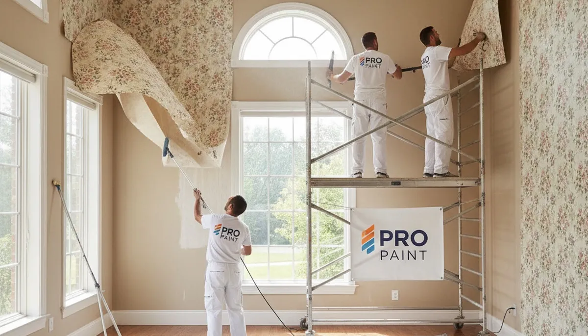 Professional wallpaper removal service in Lancaster, PA with clean wall prep and expert painters